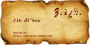 Zih Ákos névjegykártya